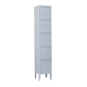5-Tier Shelf Metal Locker for Employees Students Storage Cabinet Locker in Gray