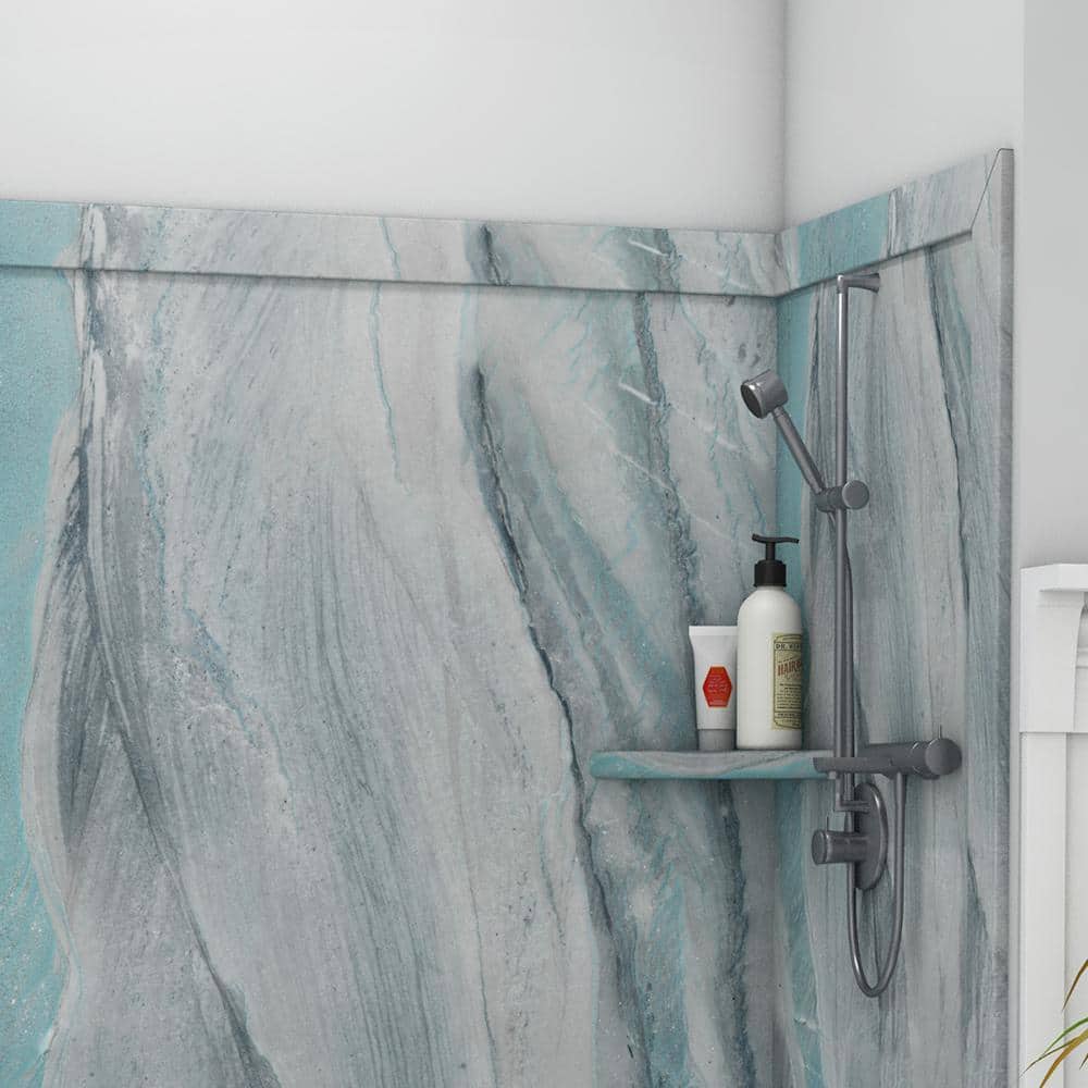 Adaptable Triton 60" x 60" x 80" Stone-Look Alcove Shower Kit