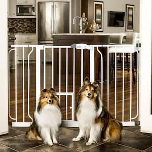 Carlson Extra Wide Walk-Through Pet Gate with Small Pet Door, White