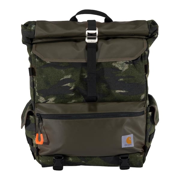 Carhartt 22.05 in. 40L Nylon Roll Top Backpack Blind Fatigue Camo OS ...