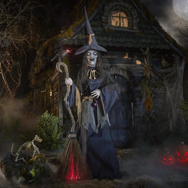 7.5 ft. Gruesome Grounds Animated LED Nightshade Witch with LifeEyes LCD Eyes