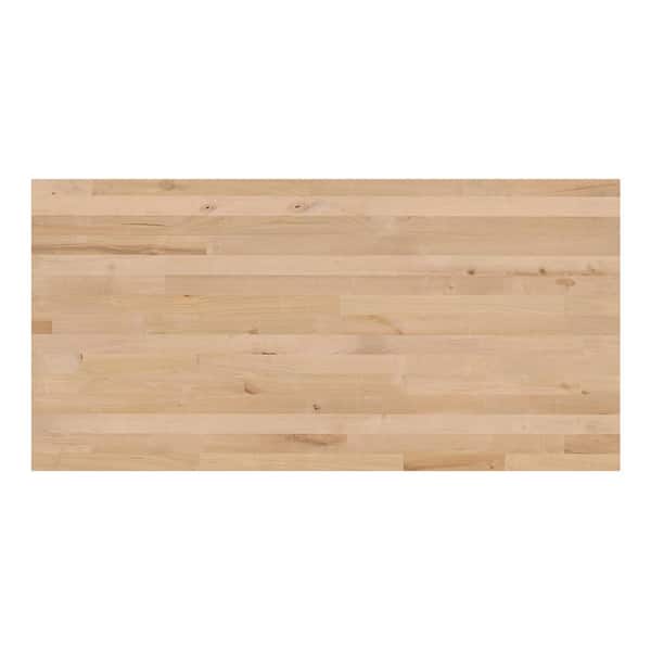 12 ft. L x 25 in. D x 1.50 in. T Unfinished Birch Butcher Block Countertop Island in Yellow with Eased Edge