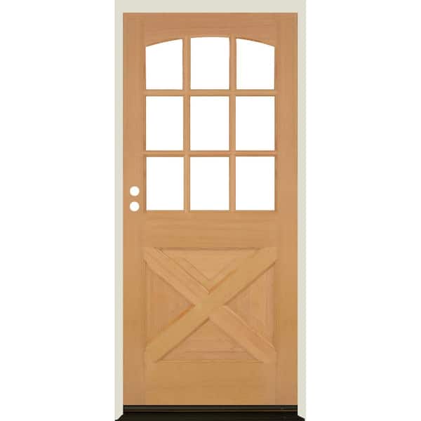 Krosswood Doors 36 in. x 80 in. Farmhouse X Panel RH 1/2 Lite Clear Glass  Unfinished Douglas Fir Prehung Front Door PHED.DF.559XA.30.68.134.RH.512 -  The Home Depot