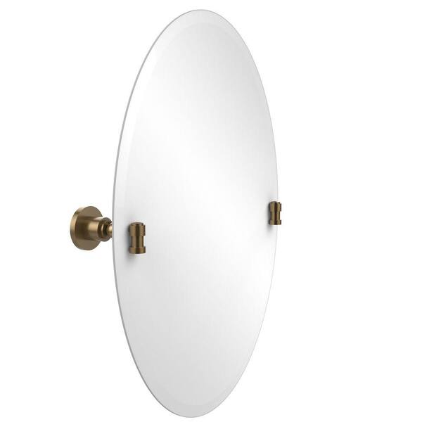 Allied Brass Washington Square Collection 21 in. x 29 in. Frameless Oval Single Tilt Mirror with Beveled Edge in Brushed Bronze