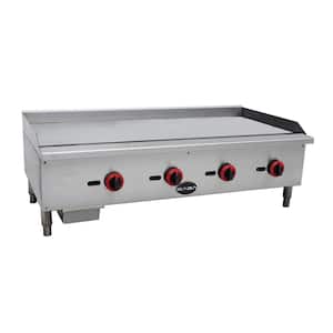 48 in. Commercial Griddle Gas Cooktop in Stainless Steel with 4 Burners