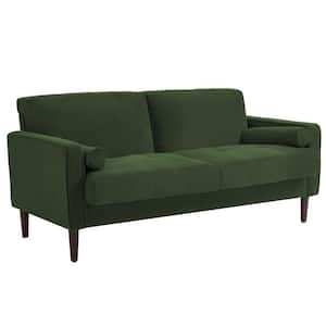 62 in. Green Straight Arm Corduroy Fabric Upholstered Rectangle 2-Seater Loveseat