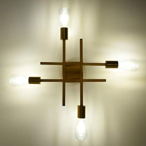 ZJVAIVE 18.11 in. 4-Light Modern Golden Semi- Flush Mount for