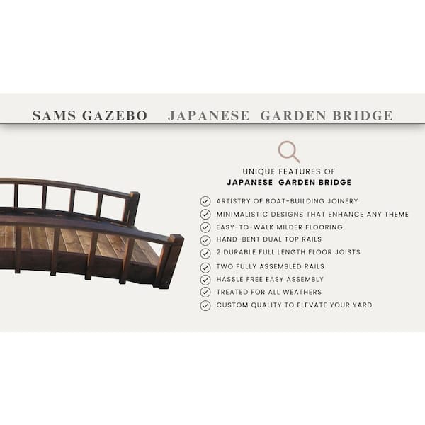 moon　bridge Reviews for SamsGazebos 8 ft. Japanese Wood Garden Moon Bridge