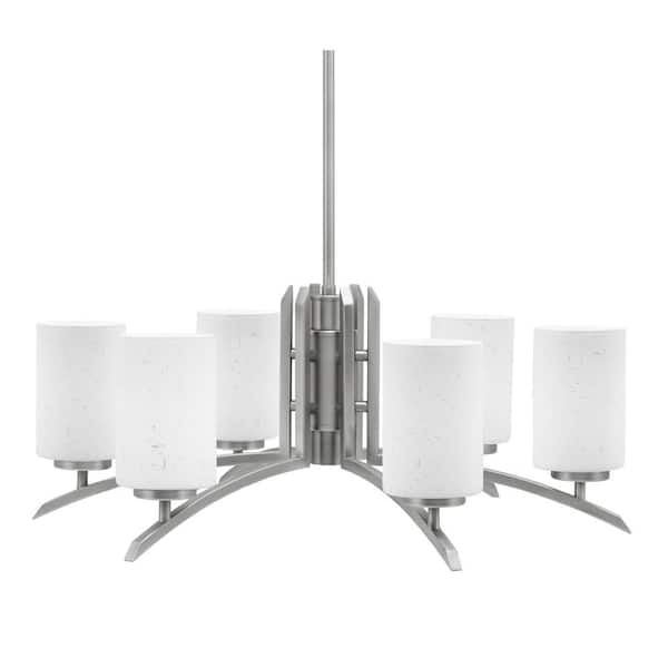 Unbranded Siena 26 in. 6 Light Graphite Chandelier with White Muslin Glass Shades