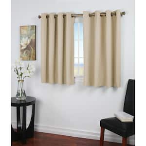 Ivory Polyester Solid 56 in. W x 36 in. L Grommet Blackout Curtain