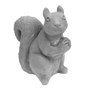 Cast Stone Sitting Squirrel Garden Statue Antique Gray