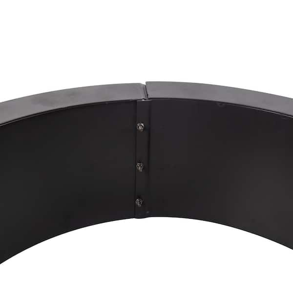 Pleasant Hearth 34 In X 10 In Round Solid Steel Wood Fire Ring In Black Ofw419fr The Home Depot