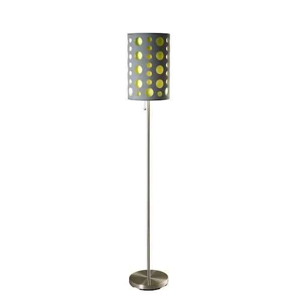 ORE International 62 in. Grey and Green Stainless Steel High Modern Retro Floor Lamp