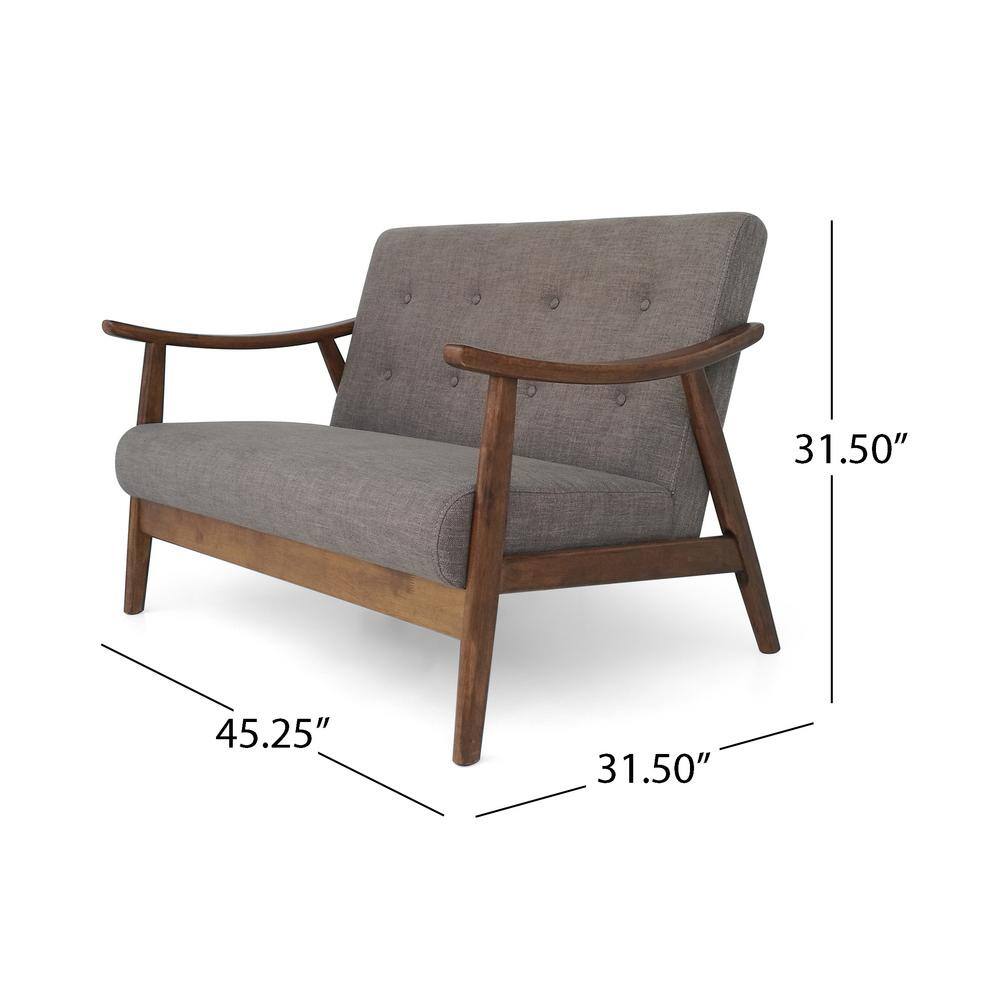 Dark Gray Tufted Fabric Settee with Wood Frame