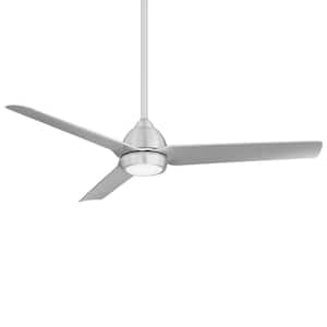 Mocha 54 in. Indoor/Outdoor Brushed Aluminum 3-Blade Smart Compatible Ceiling Fan with LED Light Kit and Remote Control
