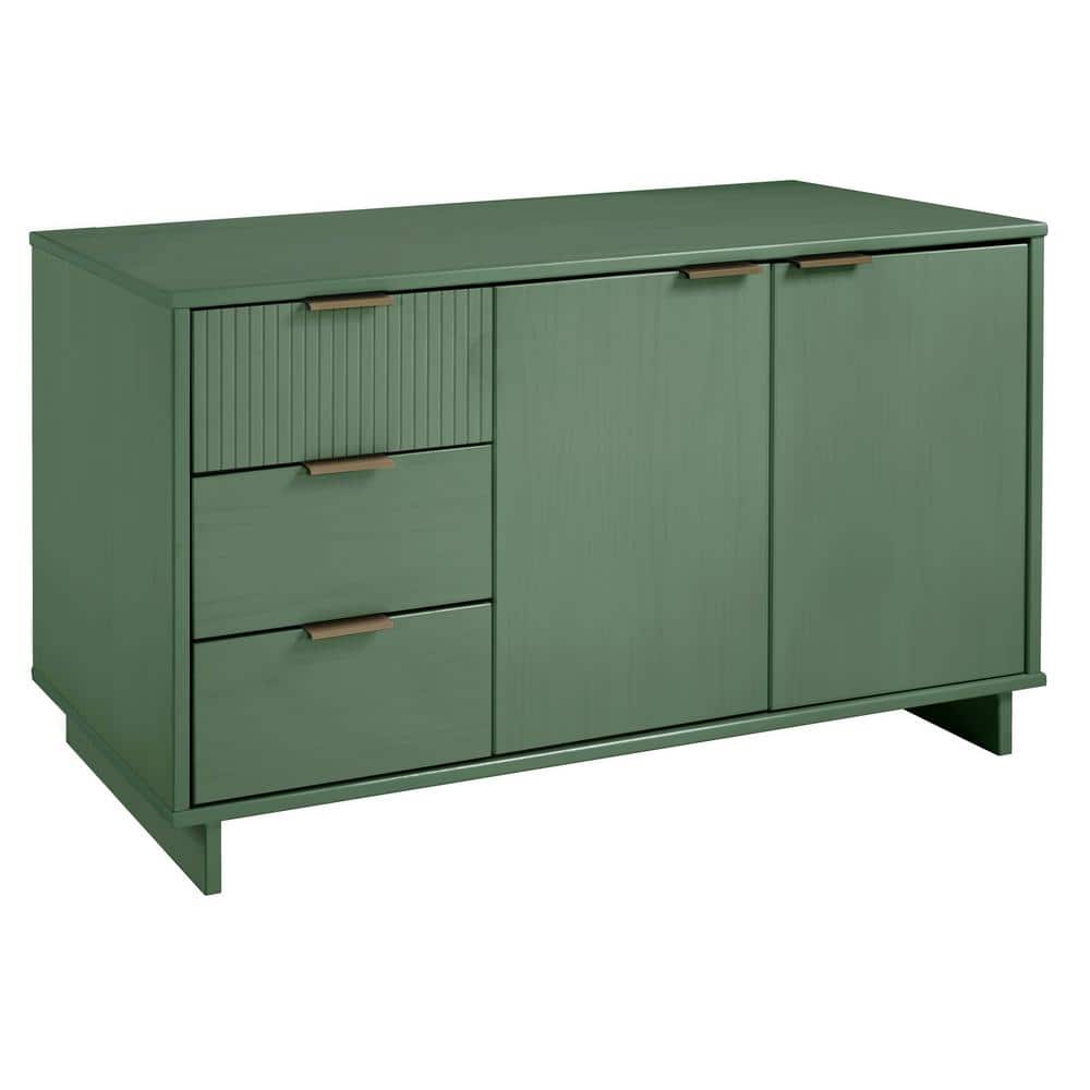 Granville Sage Green 55'' Modern Ribbed 3-Drawer Sideboard