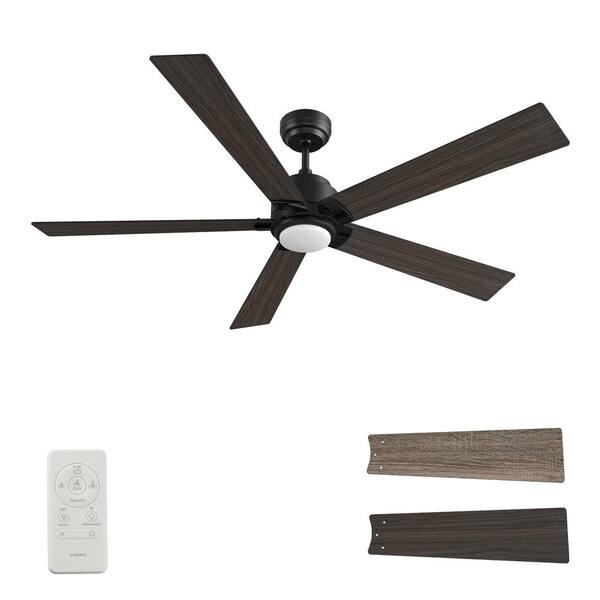 CARRO Aspen 60 in. Dimmable LED Indoor/Outdoor Black Smart Ceiling Fan ...