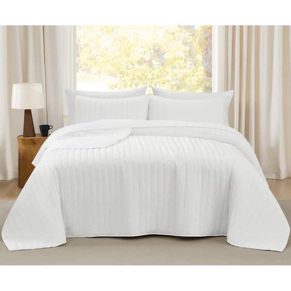 Brooklyn Loom Oversized Cotton Percale White King 3 Piece Quilt Set