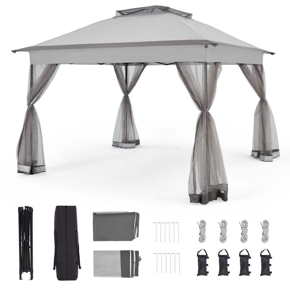 ☁️ Bezseller 11 ft. x 11 ft. Light Gray Pop-Up Gazebo Tent with