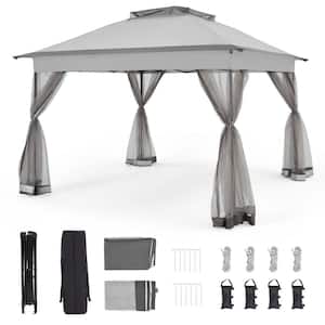 Bezseller 11 ft. x 11 ft. Khaki Pop-Up Gazebo Tent with
