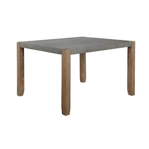 Newport Light Amber Wood and Gray Faux Concrete and Wood Loft Dining Table