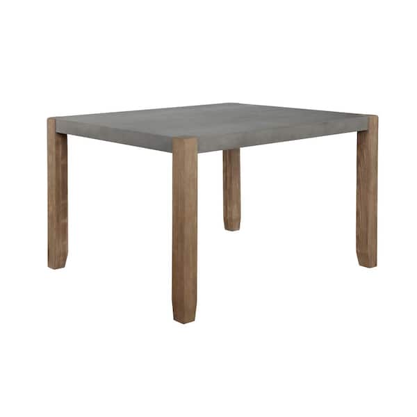 Alaterre Furniture Newport Light Amber Wood and Gray Faux Concrete and Wood Loft Dining Table
