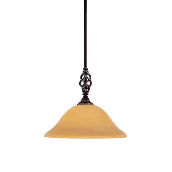 Unbranded Bridgewater 100 W 1-Light Dark Granite Standard Mini Pendant Light with Glass Shade