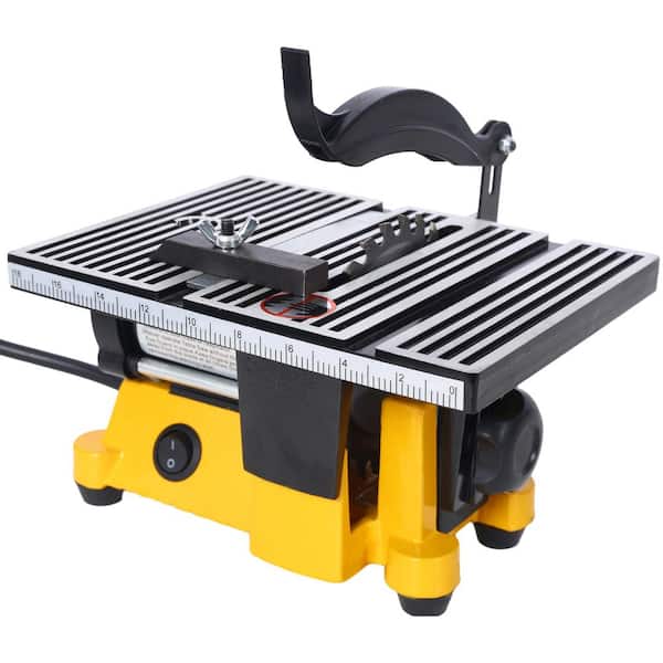 4 in. 90W Mini Table Saw Top Cut Off Miter Saw Multifunctional Desktop Saws w/ 3 Blades for Precision Cut Metal