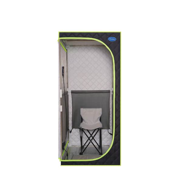 AOPSPS 1-Person Infrared Corner Portable Sauna with Infrared Panels, Heating Foot Pad, Controller, Foldable Chair, Light Black