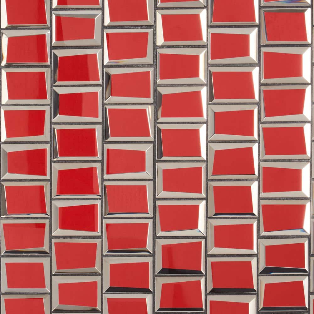Kaur Red Polished Glass Mosaic Wall Tile