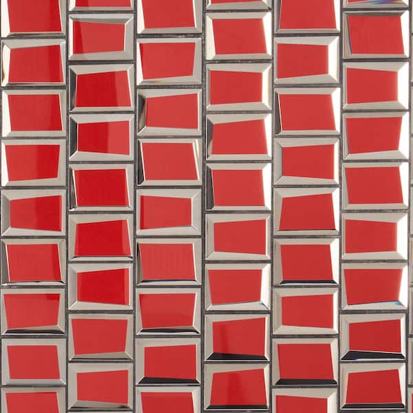 Ivy Hill Tile Aiga Glam Red 10.82 in. x 11.81 in. Polished Glass Wall Tile (0.88 Sq. Ft./Each)