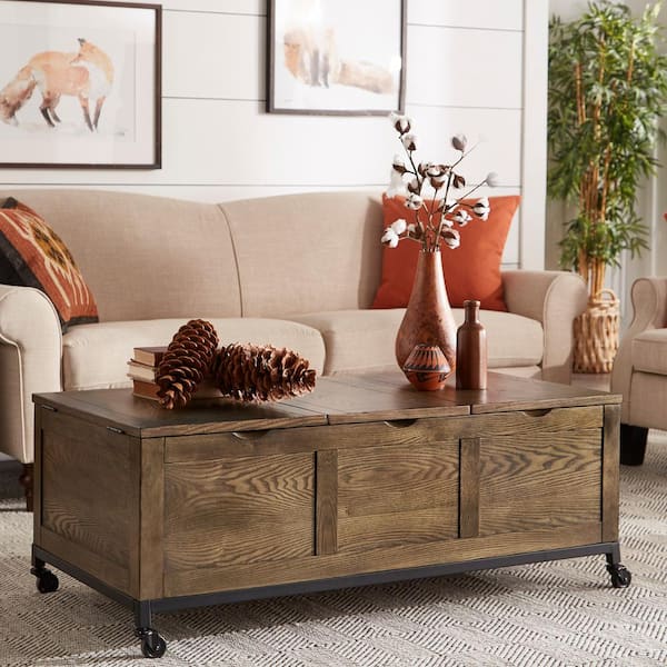 INSPIRE Q 47 in. Oak Trunk Rectangular Wood Top Coffee Table with