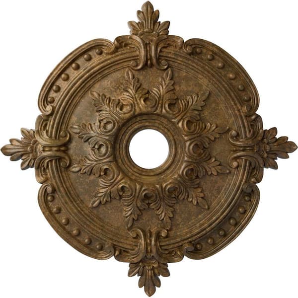 Ekena Millwork 1-5/8 in. x 28-3/8 in. x 28-3/8 in. Polyurethane Benson Classic Ceiling Medallion, Rubbed Bronze