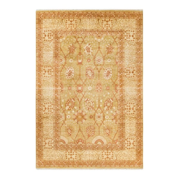 Mogul Green 6 ft. x 9 ft. Oriental Wool Indoor Area Rug