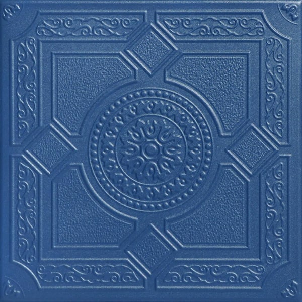 A La Maison Ceilings Kensington Garden Van Deusen Blue 1.6 ft. x 1.6 ft. Decorative Foam Glue Up Ceiling Tile (21.6 sq. ft./Case)