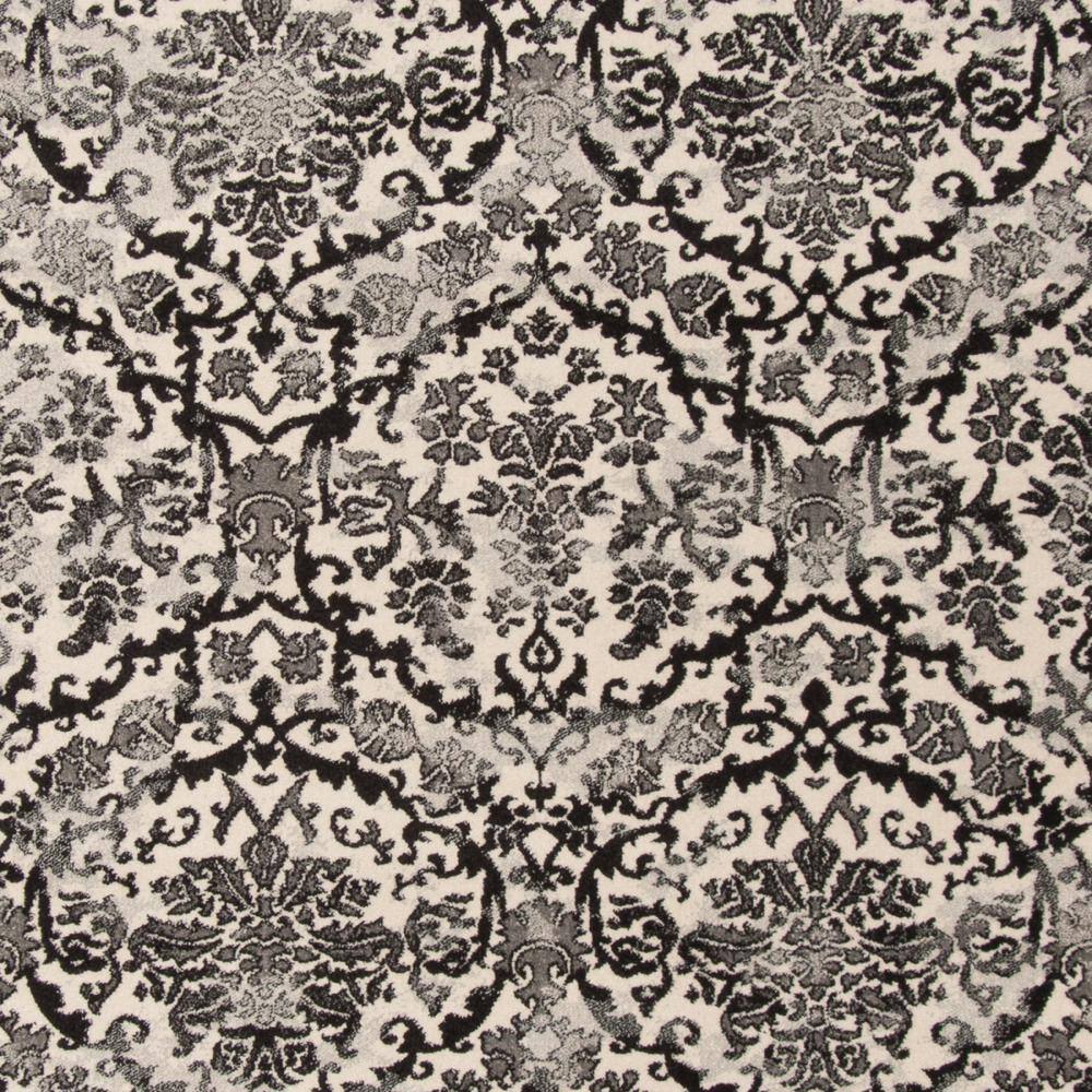 Ivory and Gray Floral Synthetic Reversible Area Rug, 9' x 12'