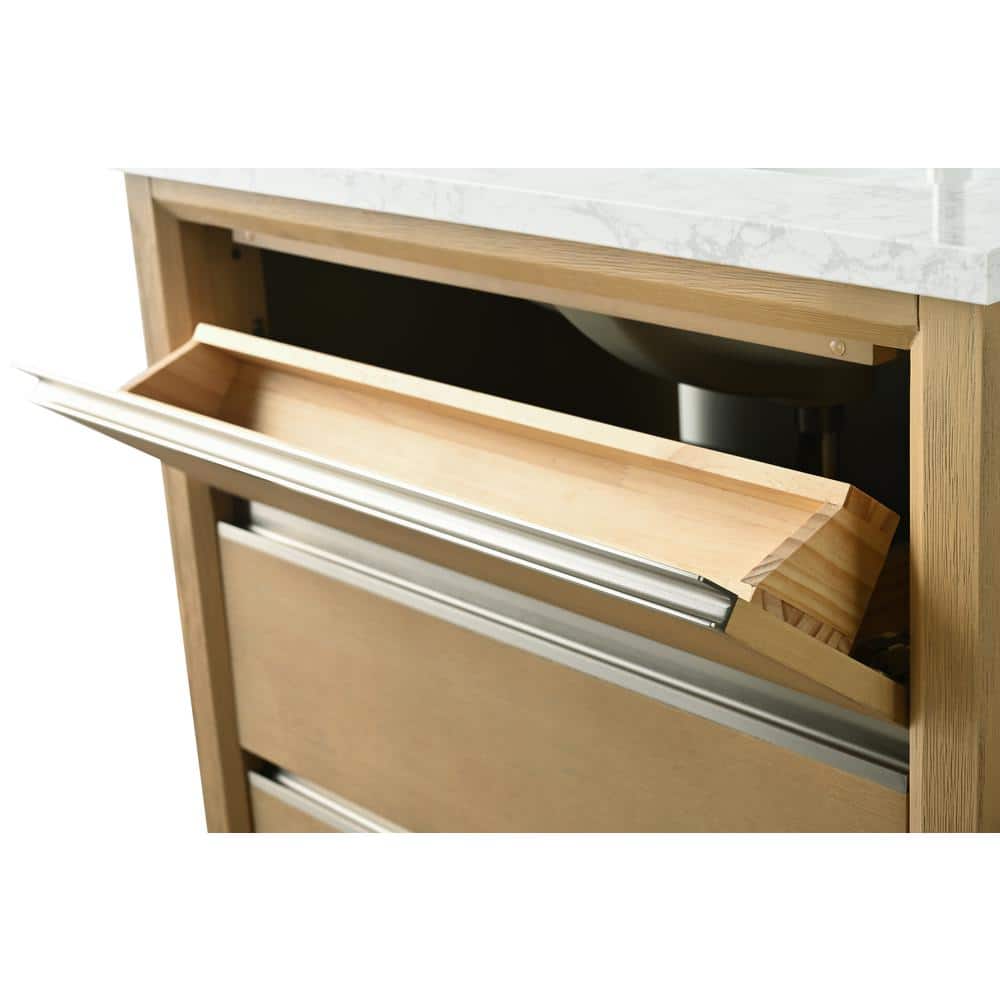 Natural Oak 30" Single Bathroom Vanity with Marble Top