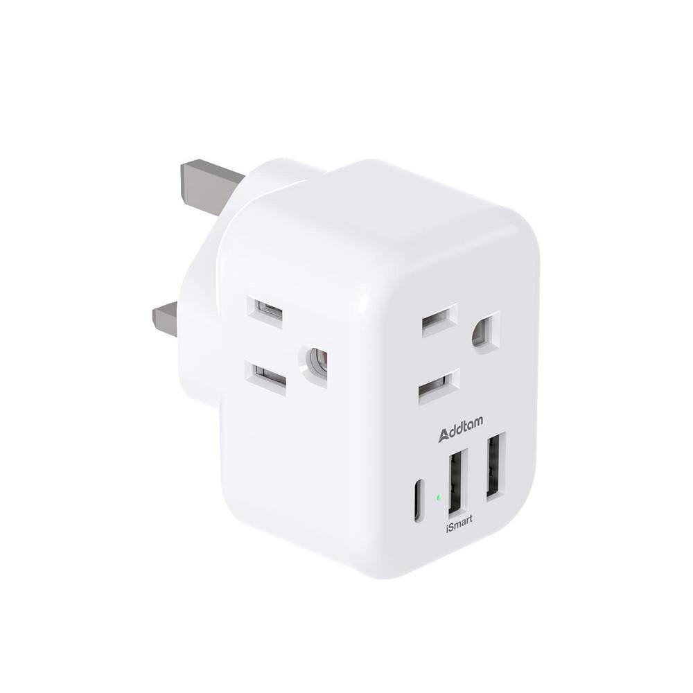 Etokfoks 13 Amp Grounded Plug Travel Adapter Type G Power Adapter with