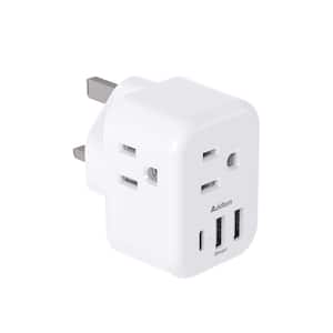 13 Amp Grounded Plug Travel Adapter Type G Power Adapter with 3 AC Outlets and 3 USB 1 USB C for USA to Dubai Scotland
