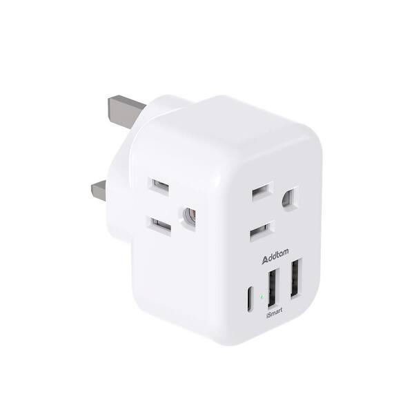 Etokfoks 13 Amp Grounded Plug Travel Adapter Type G Power Adapter with