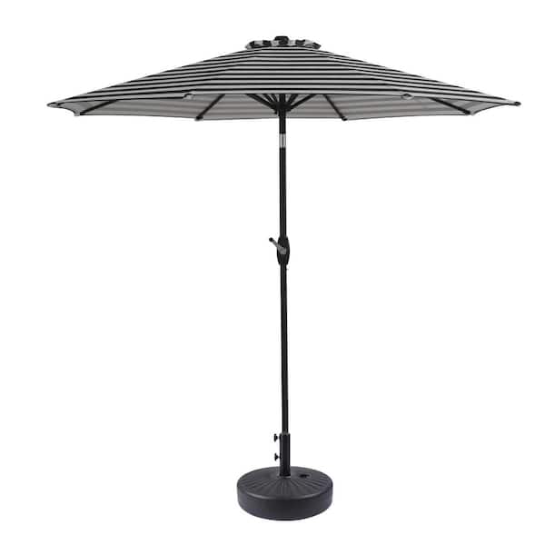 9 ft. Flap Market Outdoor Patio Umbrella in Blue and White