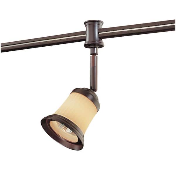 120-Volt Antique Bronze Flexible Track Head with Wheat Glass Shade