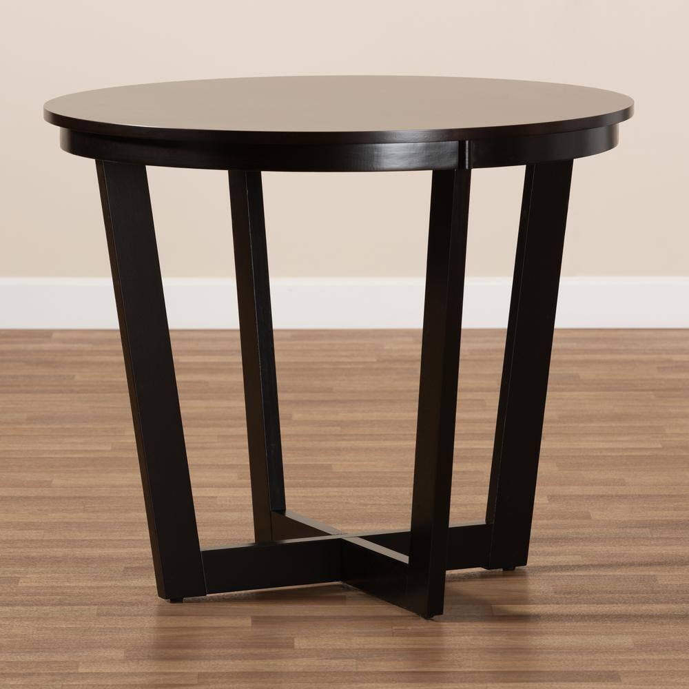 Alayna Dark Brown 35" Round Wood Dining Table