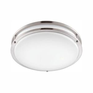12 in. 1-Light Brushed Nickel Selectable Dimmable LED Flush Mount