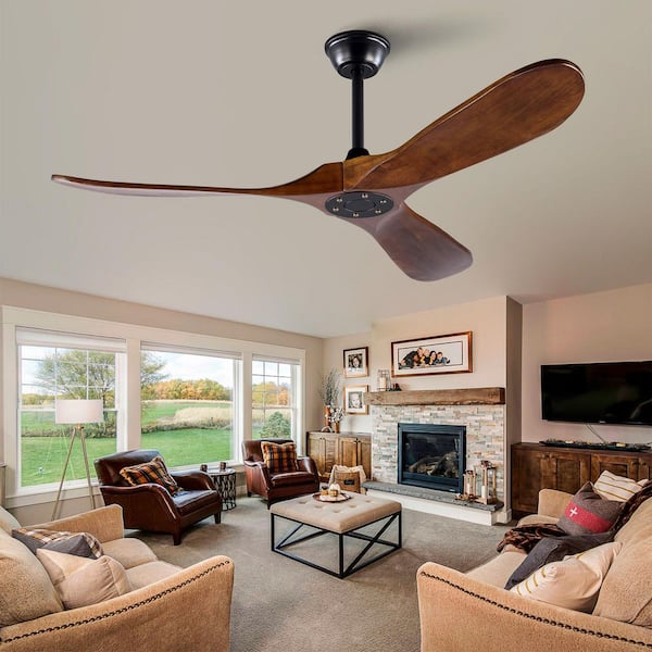 Airsurfer 60 in. Black Walnut Indoor Downrod Mount Modern Ceiling
