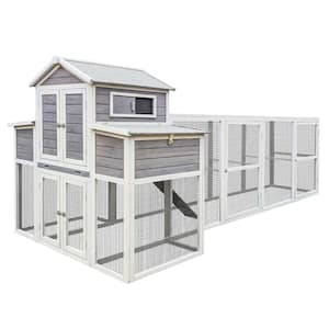 150＂Chicken Coop Extra Large Chicken House Hen House Rust-proof Metal Wire Poultry Cage Two Nesting Boxes, 5 Perches