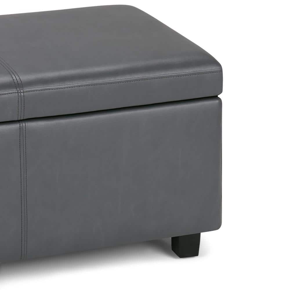 Stone Gray Contemporary Bench Ottoman with Inner Storage
