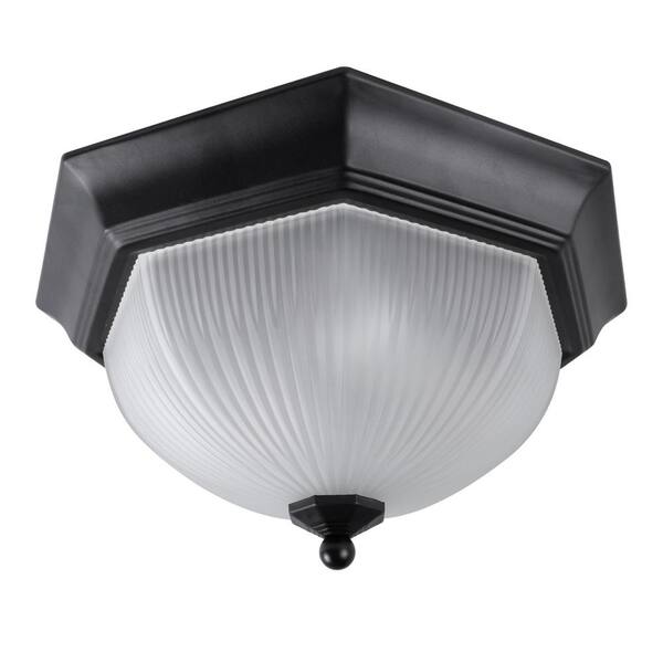 LamQee 11.8 in. 1-Light Black/Octagonal Flush Mount Light with Glass Shade