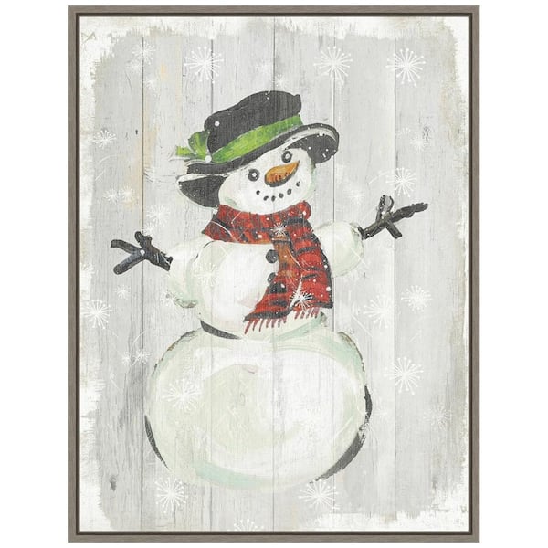Amanti Art 23.5 in. H x 18 in. W Canvas Holiday Snowman Christmas Holiday Framed Box Wall Art