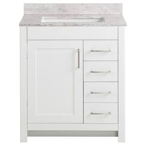 Westcourt 31 in. W x 22 in. D Bath Vanity in White with Stone Effect Vanity Top in Winter Mist with White Sink